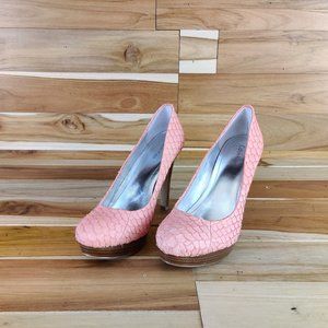 Calvin Klein Womens Pink Kendall Fish Scale Scalloped Heels Pumps Size 7.5